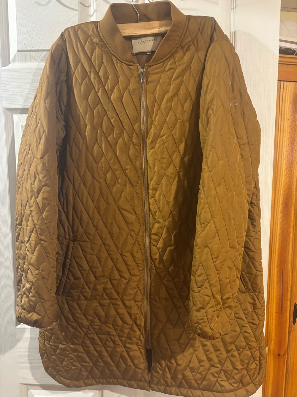 Quilted Bomber Jacket - camel